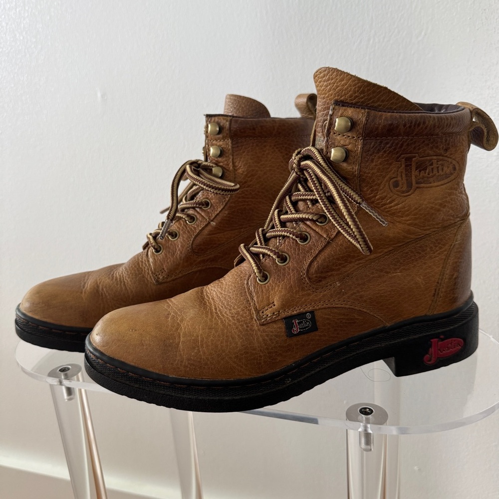 Justin Boots Brown Leather Work Boots